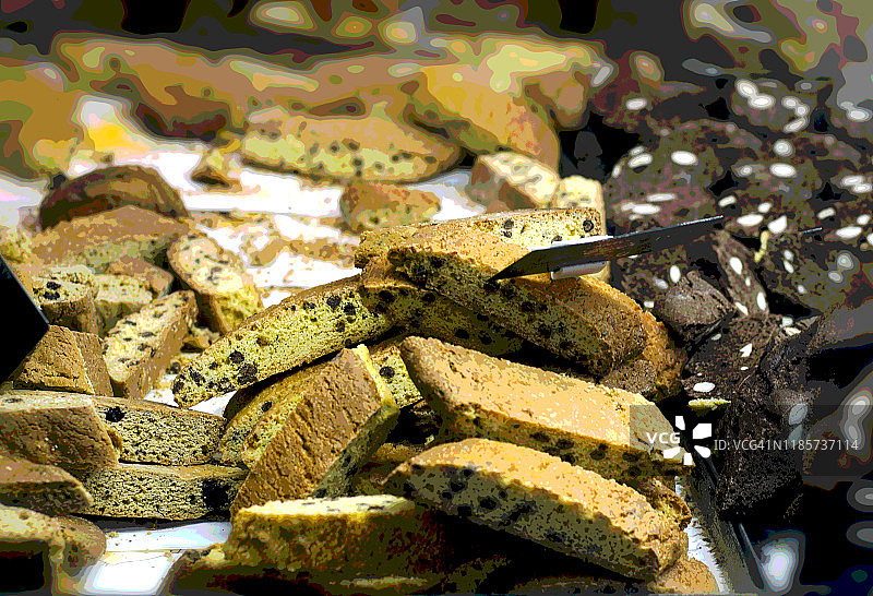 意大利佛罗伦萨户外市场烘焙食品图片素材