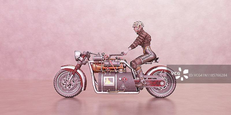 奇特的蒸汽摩托车图片素材