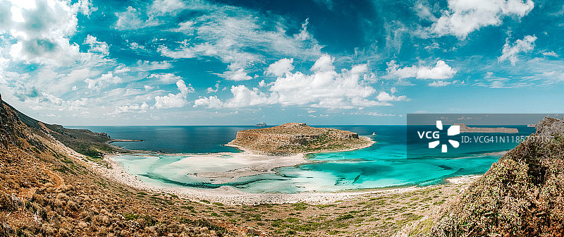 克里特岛巴洛斯海滩和天堂岛，希腊图片素材