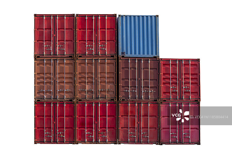 用于进出口概念的货船工业集装箱箱，白色背景图片素材