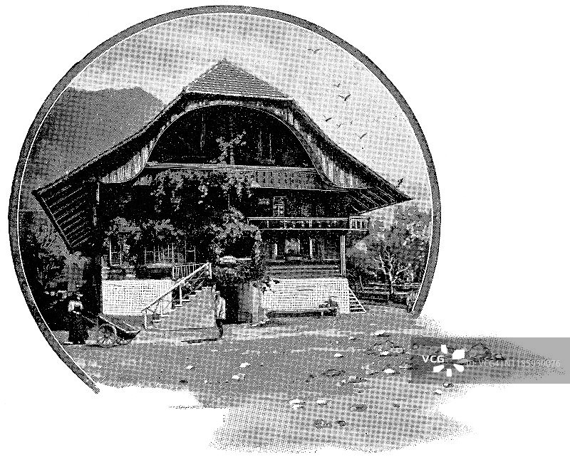 瑞士沃州19世纪的传统瑞士小屋图片素材