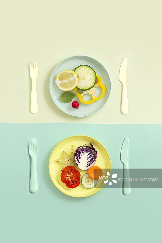 色彩鲜艳的纯素食品静物图片素材