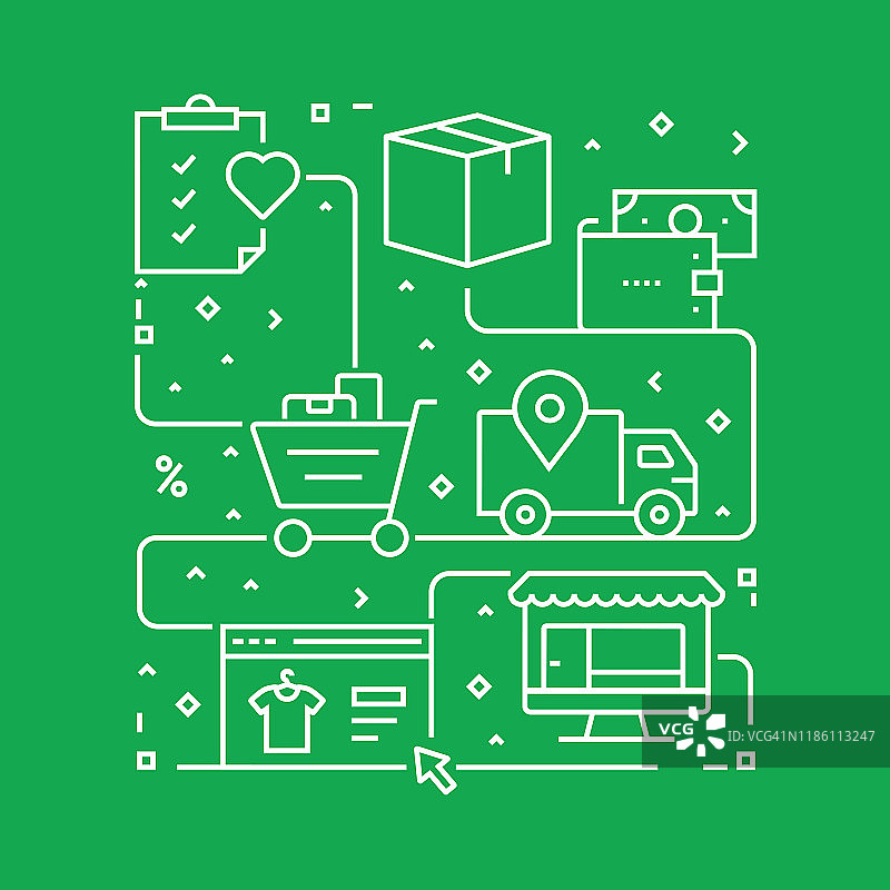 电商概念设计模板。轮廓符号摘要图片素材