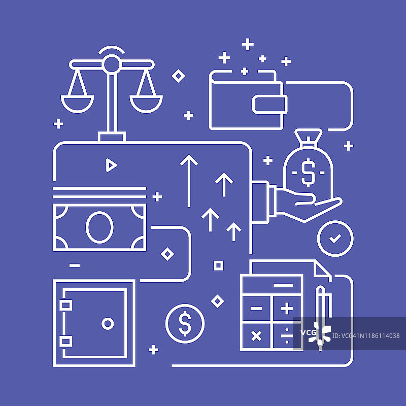 金融相关概念设计模板，轮廓符号摘要图片素材