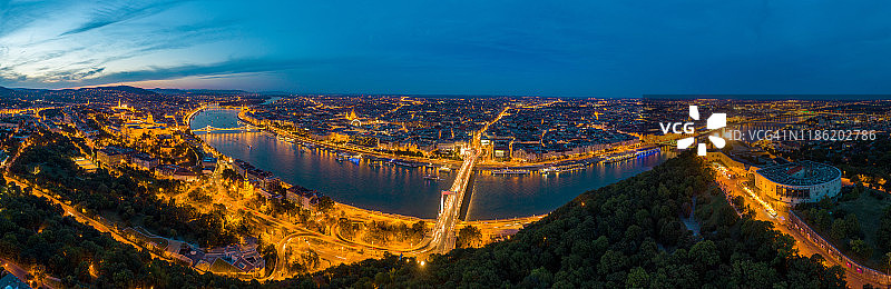匈牙利布达佩斯多瑙河航拍全景图片素材