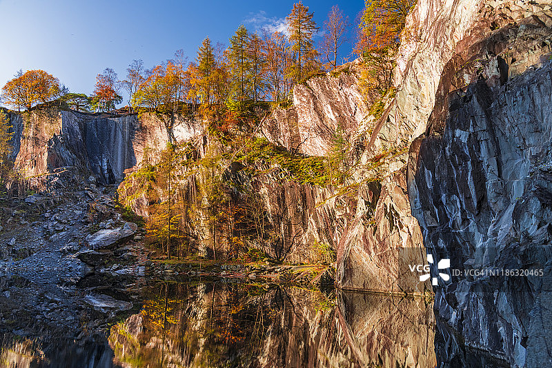 英格兰湖区采石场秋季风光图片素材