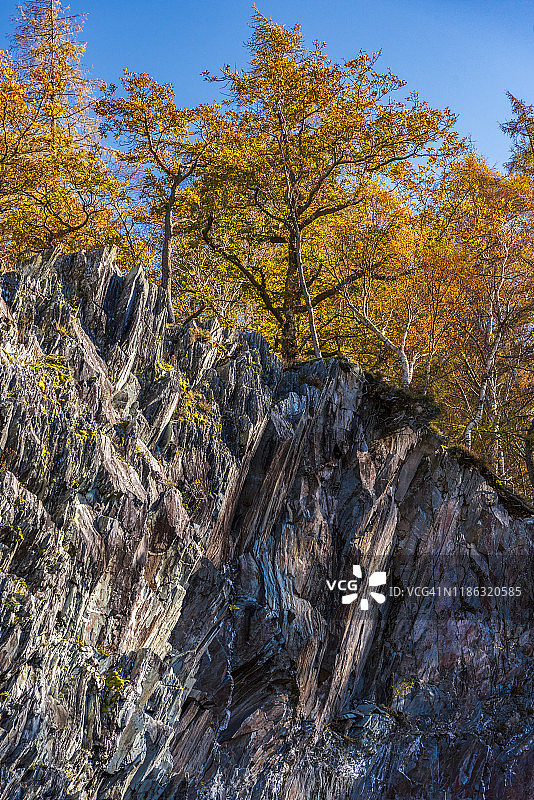 英格兰湖区采石场秋季风光图片素材