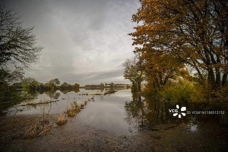 北约克郡艾尔河洪水图片素材