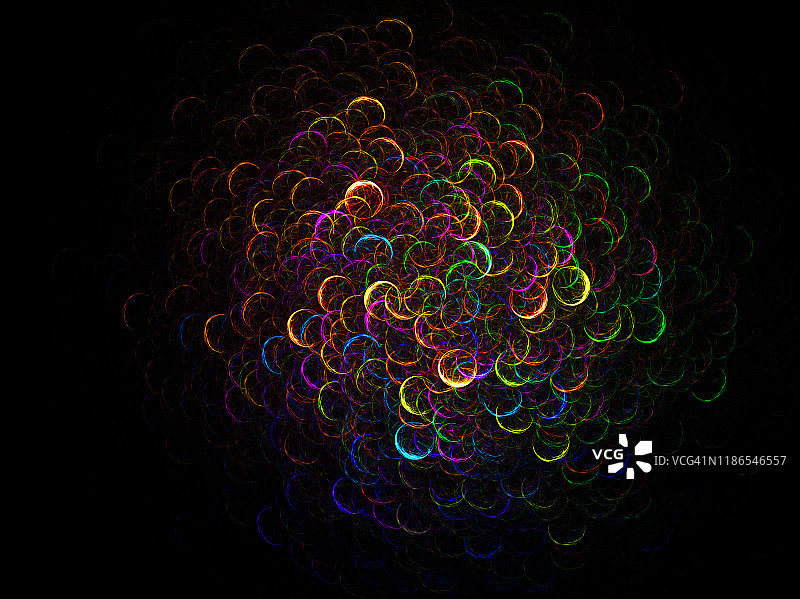 光绘彩虹色圆圈抽象电脑图形图片素材