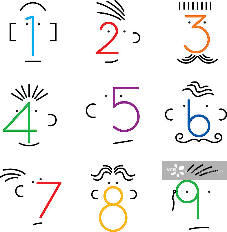 彩色数字面孔图片素材