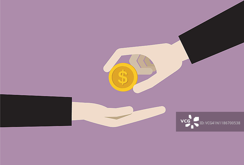 商人赠送美元硬币图片素材