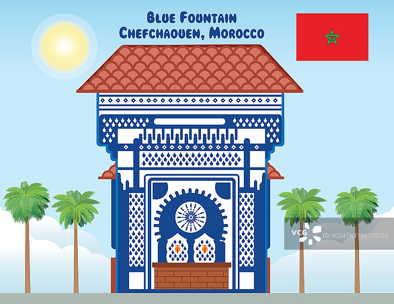 摩洛哥舍夫沙万蓝色喷泉图片素材