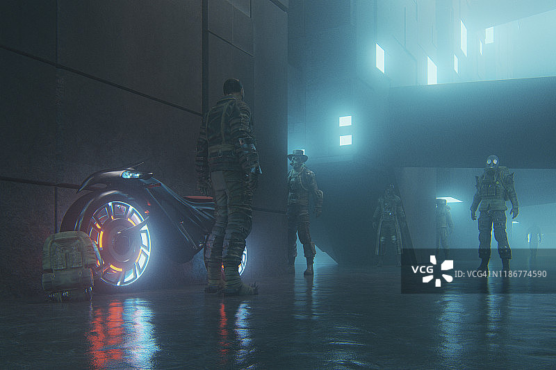 末日后的摩托车手对抗街头帮派图片素材