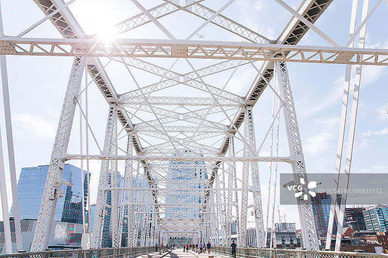 田纳西州纳什维尔市中心的约翰·西根塔勒人行天桥图片素材