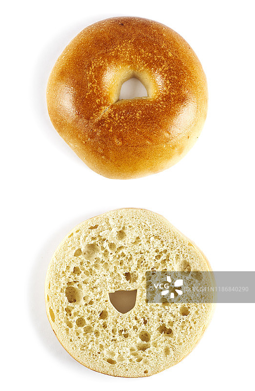 白色背景上隔离的新鲜百吉饼图片素材