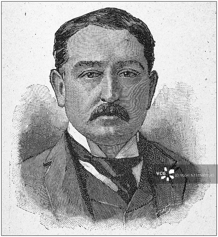 古董插画：塞西尔·罗德斯肖像图片素材