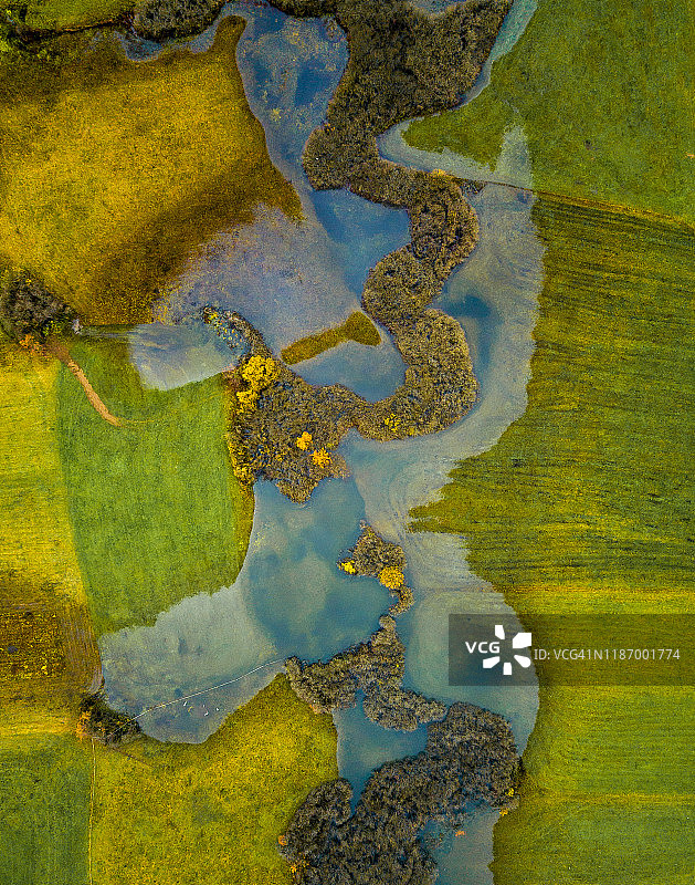 秋季田野航拍照片图片素材