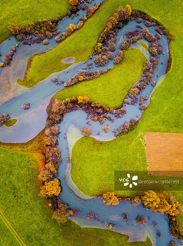 秋季田野航拍照片图片素材