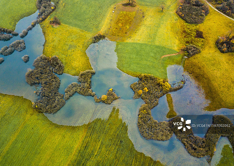 秋季田野航拍照片图片素材