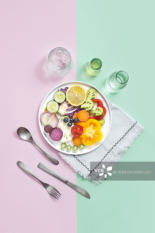 色彩鲜艳的纯素食品静物图片素材