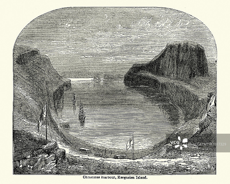 圣诞港，凯尔盖朗群岛19世纪图片素材