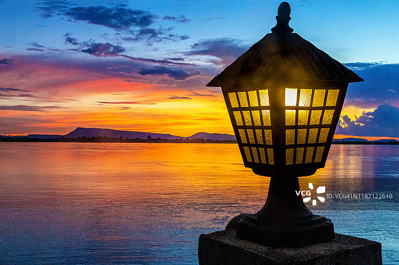 老挝巴色的日落图片素材