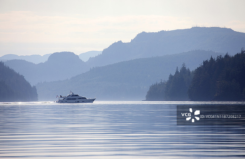 平静海面上的游艇图片素材