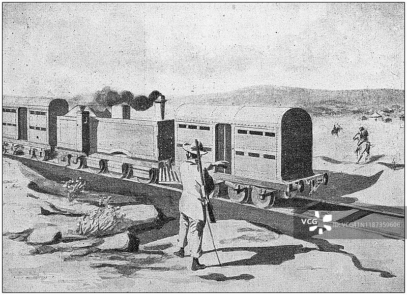 装甲列车古董插画图片素材