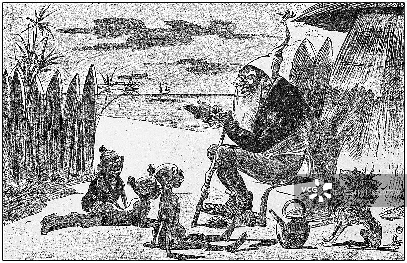 古董插画：关于南非战争的政治漫画图片素材