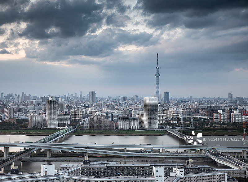 东京晴空塔：日本东京的黄昏地标图片素材