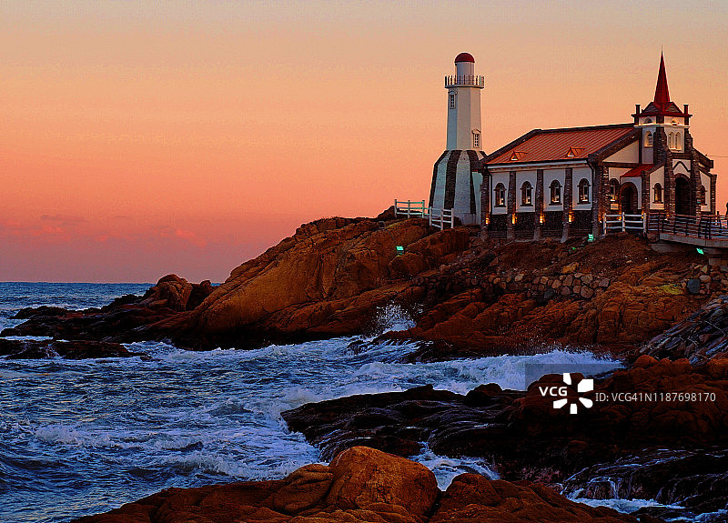 竹城日落景观图片素材