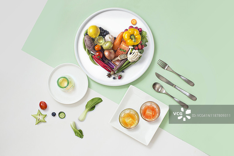 色彩鲜艳的纯素食品静物图片素材