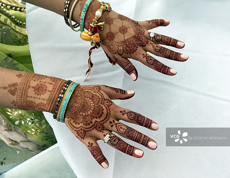 指甲花彩绘手图片素材