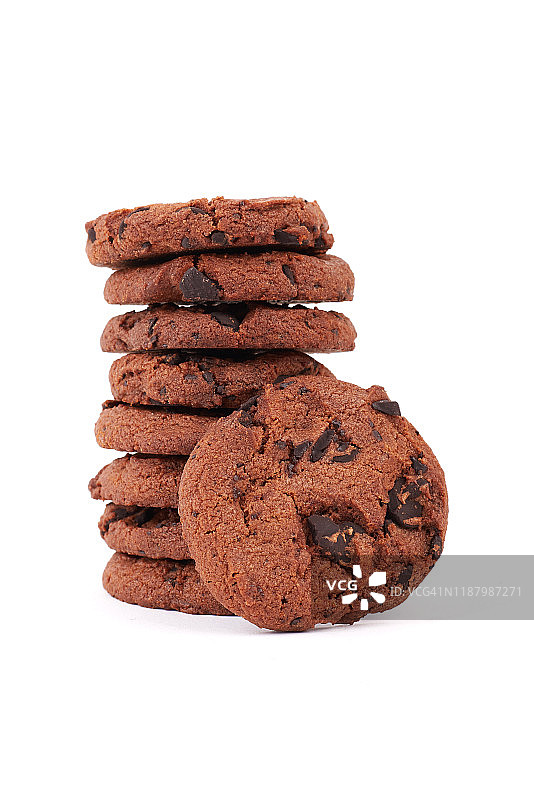 白色背景下的巧克力饼干图片素材