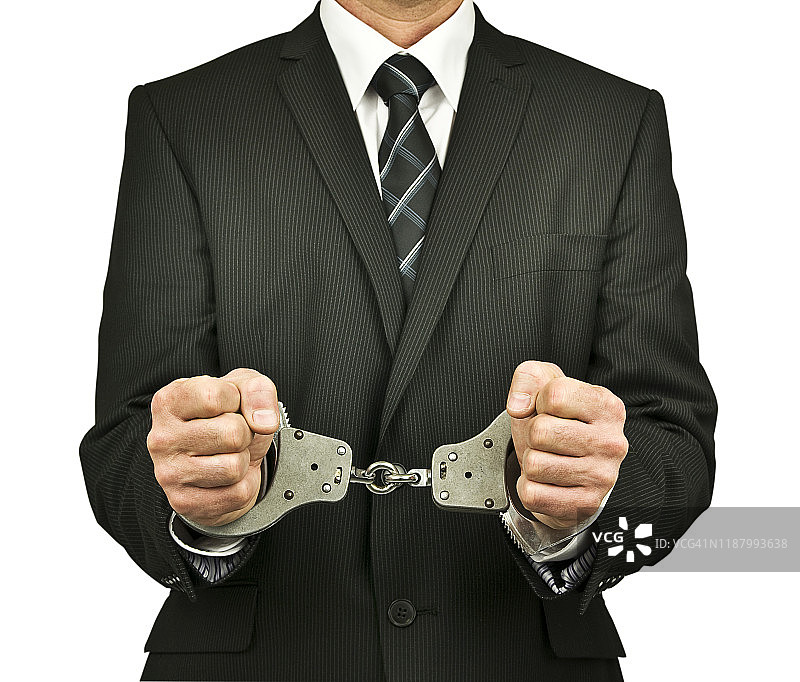 戴手铐的商人图片素材