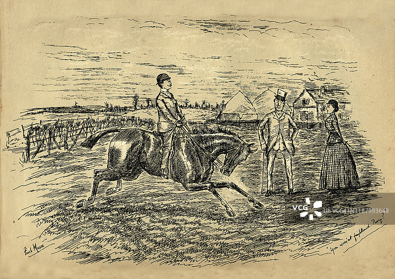 维多利亚时代绅士骑马绕场图片素材