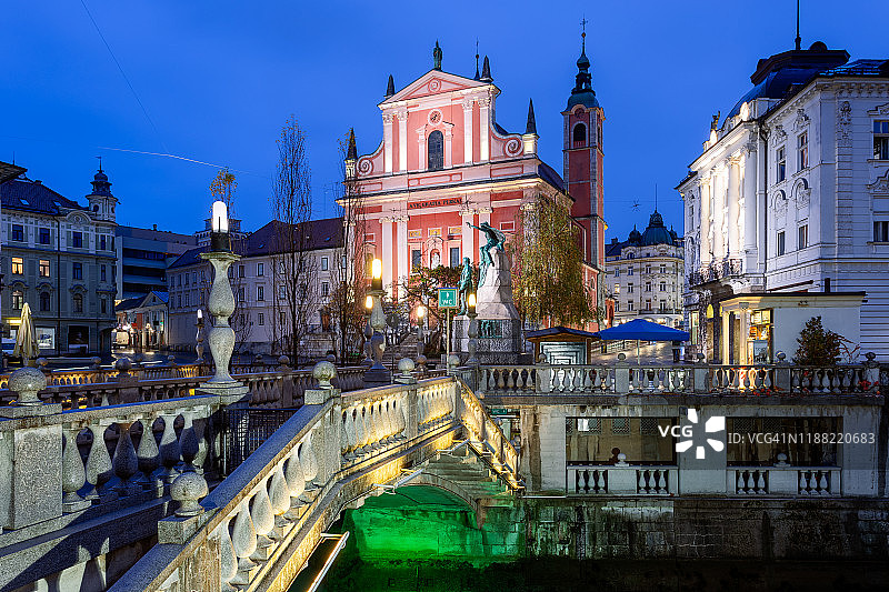 卢布尔雅那报喜方济各会教堂，斯洛文尼亚图片素材