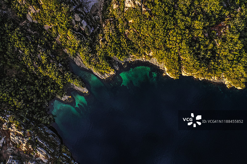 航拍视角：挪威的海洋与峡湾图片素材