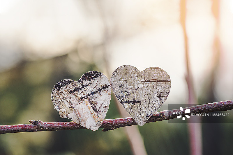 两个木制心形图片素材