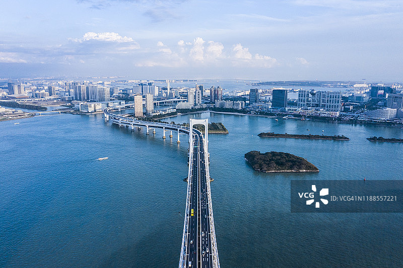 台场彩虹大桥鸟瞰图图片素材