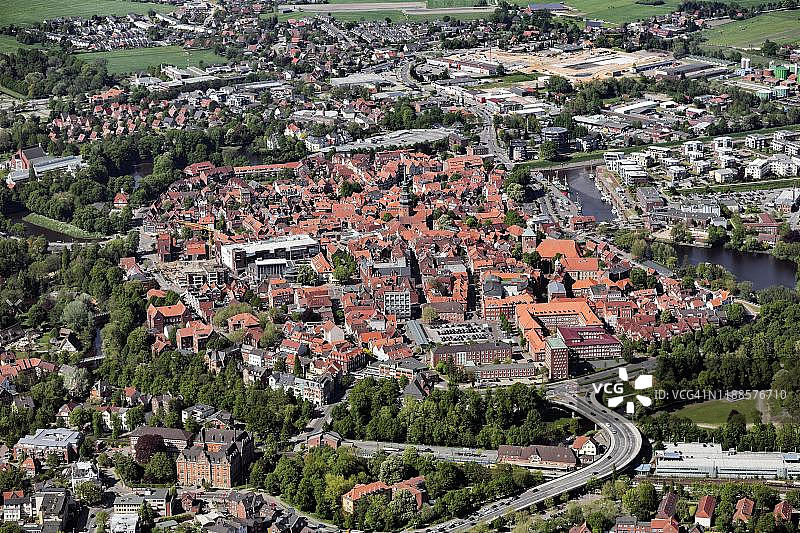 德国施塔德老城区岛屿鸟瞰图片素材