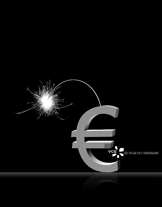 带点燃的导火索的欧元符号图片素材