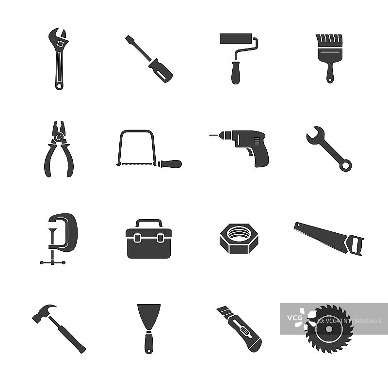 建筑工具图标集图片素材