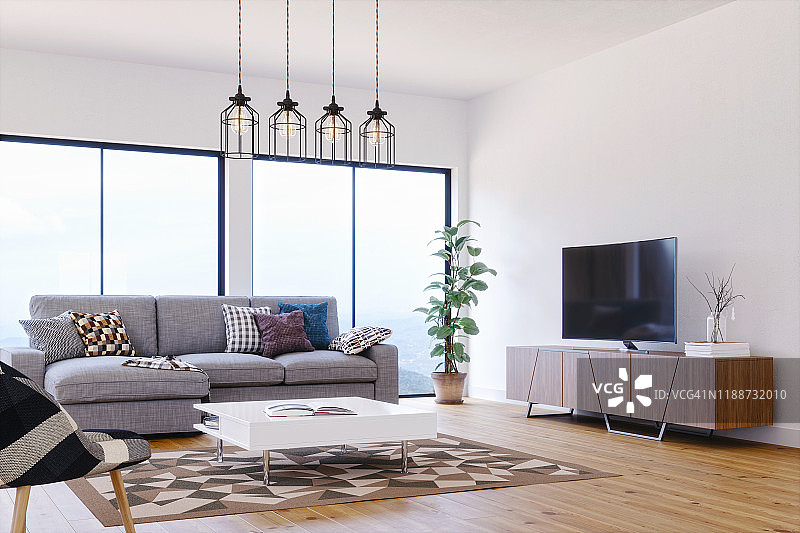 现代明亮通风的斯堪的纳维亚设计客厅图片素材