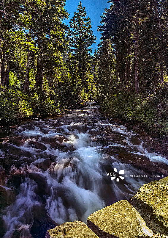 仰望天堂般的河流图片素材