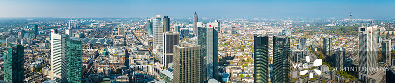 德国法兰克福银行摩天大楼城市景观鸟瞰全景图片素材