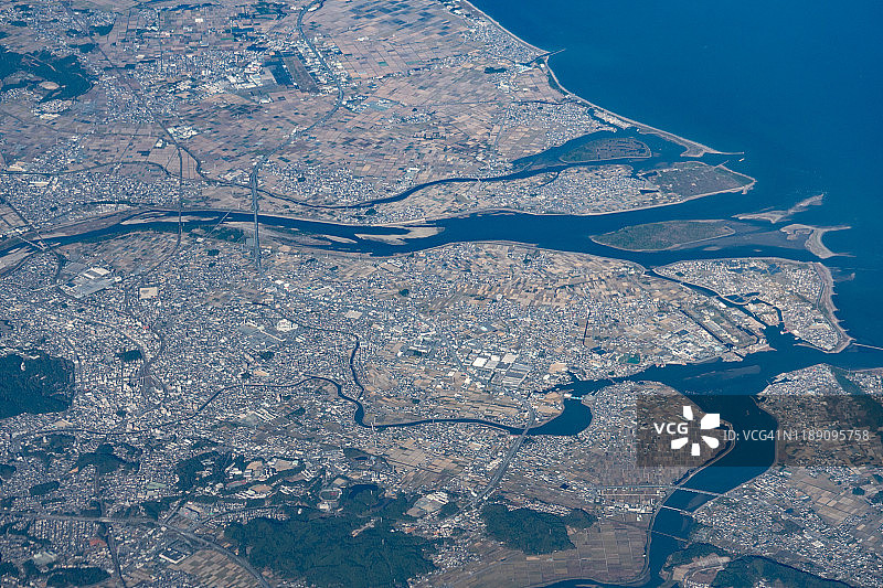 日本三重县伊势市飞机航拍景观图片素材