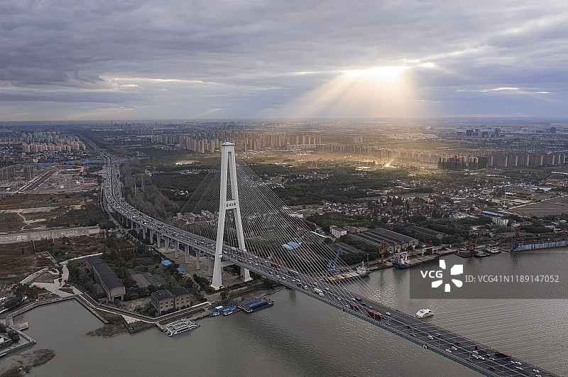 上海徐浦大桥清晨图片素材