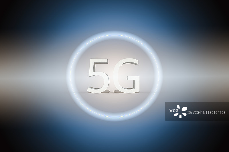5G技术概念和未来主义背景中的蓝色光晕图形图片素材
