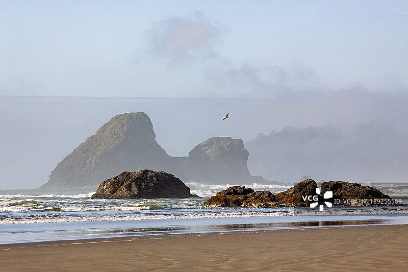 北加利福尼亚月光石海滩的海洋岩层地貌图片素材